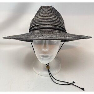 Scala Women’s Sun Hat Striped Gray, White, Black Adjustable Inside Brim